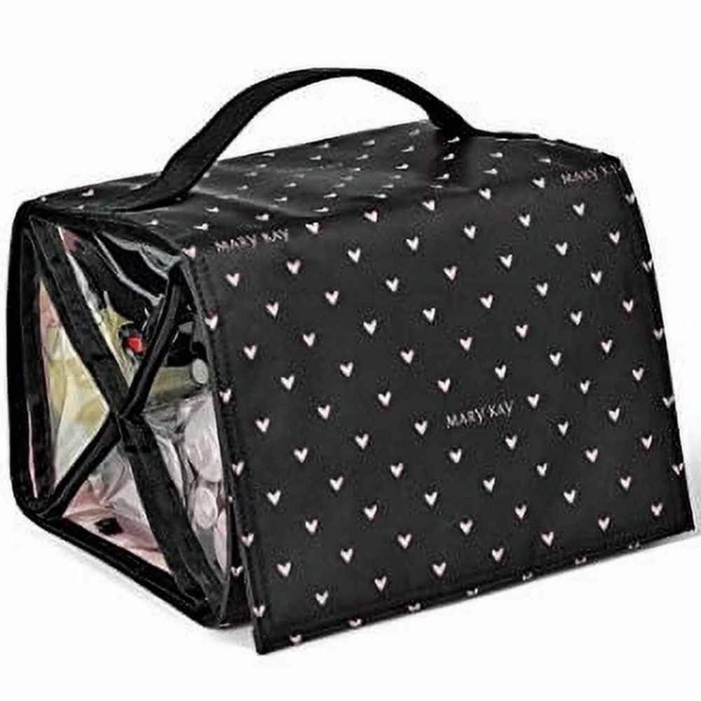 Mary Kay Black Travel cosmetics bag with Pink Hearts